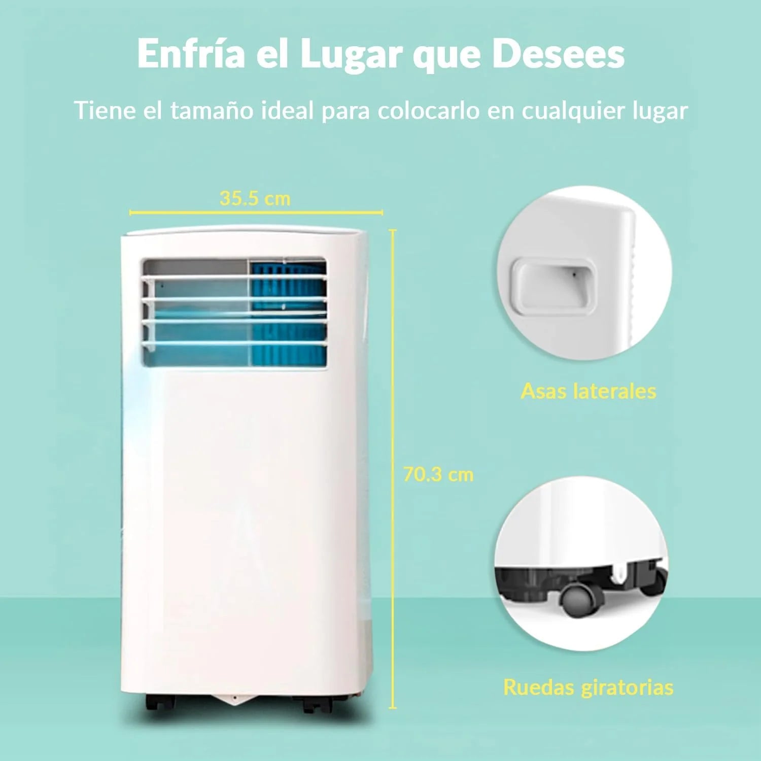 COMFEE Climatiseur mobile 8000 BTU / 2000 frigories – Sans unité extérieure – Silencieux et basse consommation avec kit fenêtre | 3-en-1 : refroidit, ventile et déshumidifie