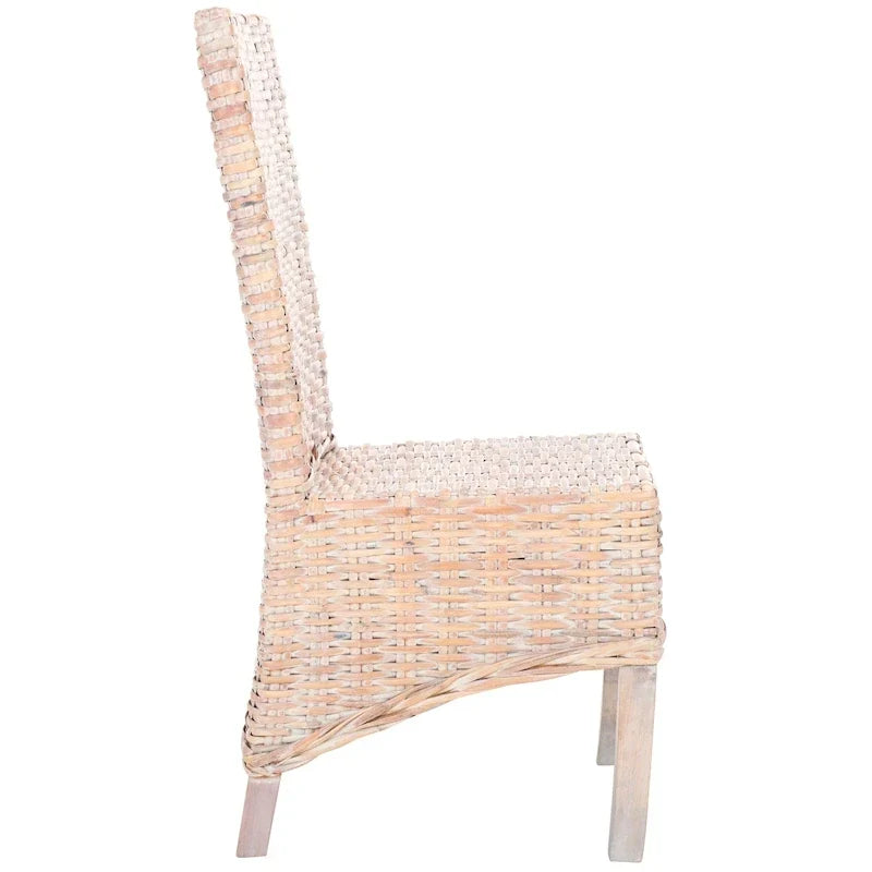 Lot de 2 chaises de salle à manger en osier naturel L 48 cm x P 56 cm x H 104 cm, style bohème côtier