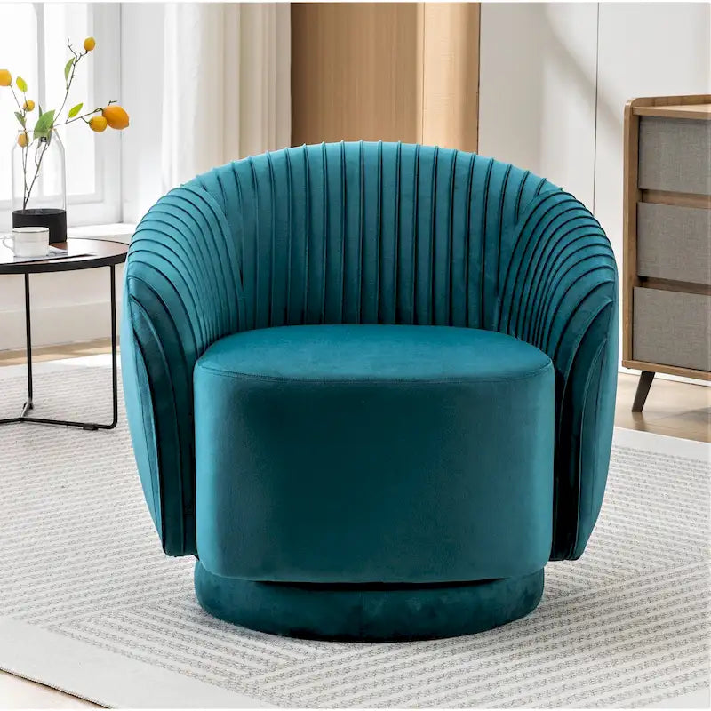 Petit fauteuil pivotant rond en velours Milvo