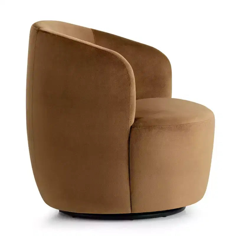 Fauteuil d'appoint pivotant moderne en velours, Fauteuil barillet rembourré avec rotation à 360°, Fauteuil de salon pour le séjour et le coin lecture - Panipeachy