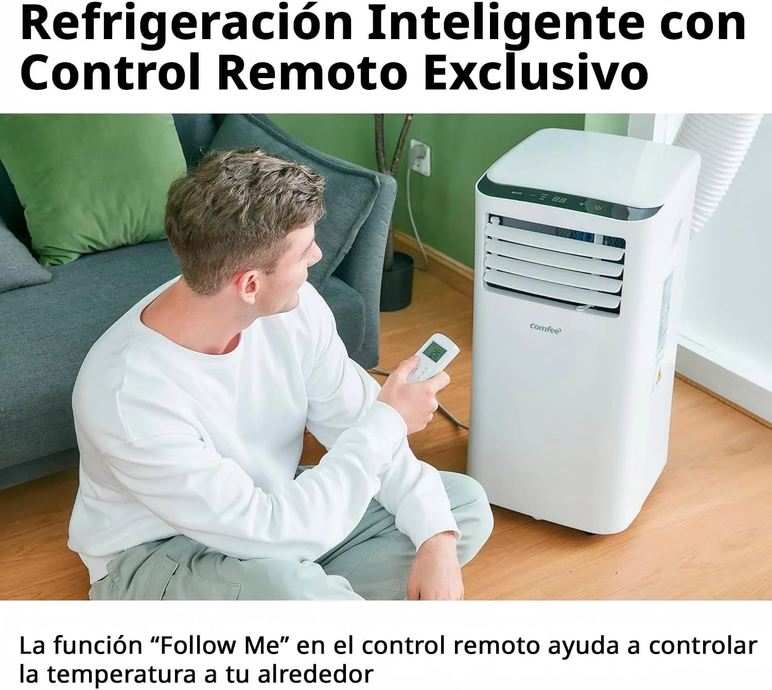 COMFEE Climatiseur mobile 8000 BTU / 2000 frigories – Sans unité extérieure – Silencieux et basse consommation avec kit fenêtre | 3-en-1 : refroidit, ventile et déshumidifie