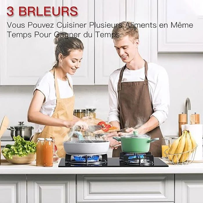 Plaque gaz ISEASY 3 feux encastrable 60x52 cm