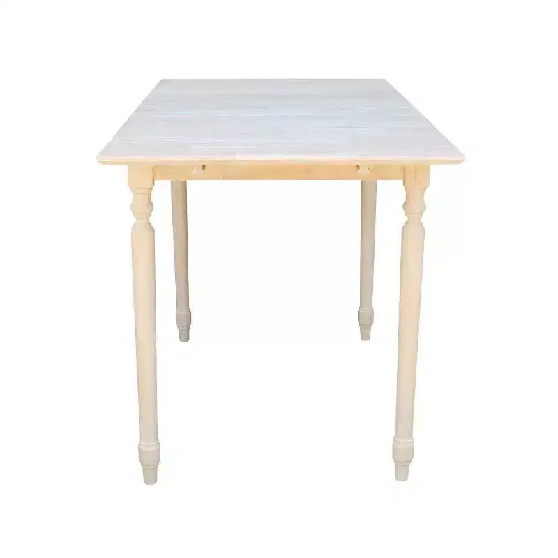 Table de salle à manger extensible hauteur comptoir avec rallonge papillon et pieds tournés non finie - International Concepts
