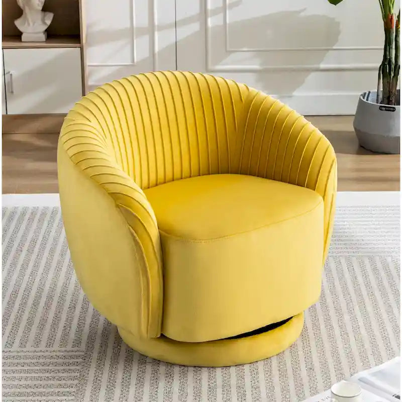 Petit fauteuil pivotant rond en velours Milvo