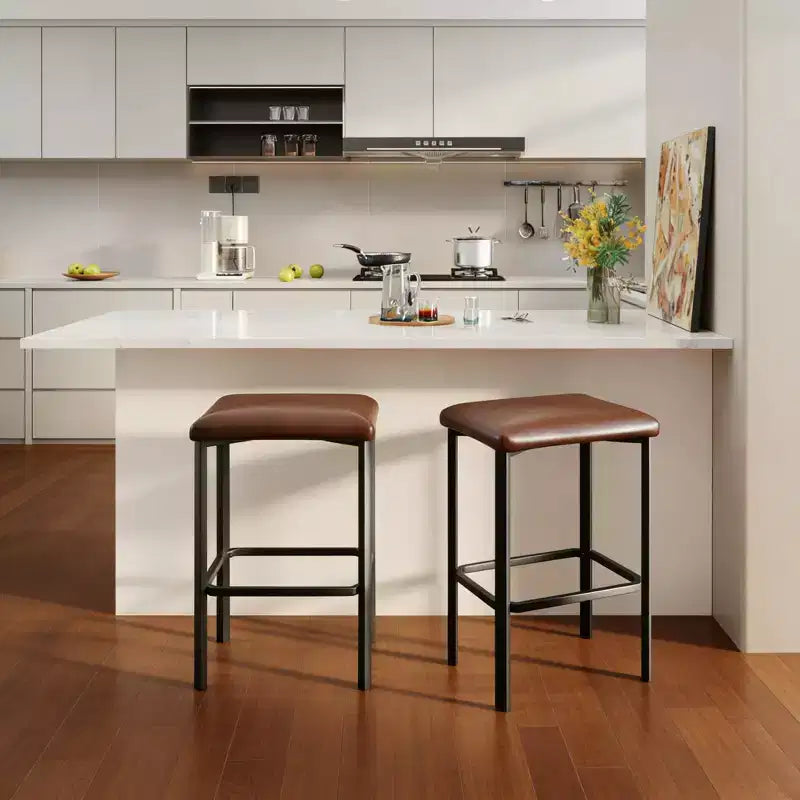 24 tabourets de bar avec revêtement en cuir PU de 5 cm d'épaisseur pour îlot de cuisine, comptoir de bar