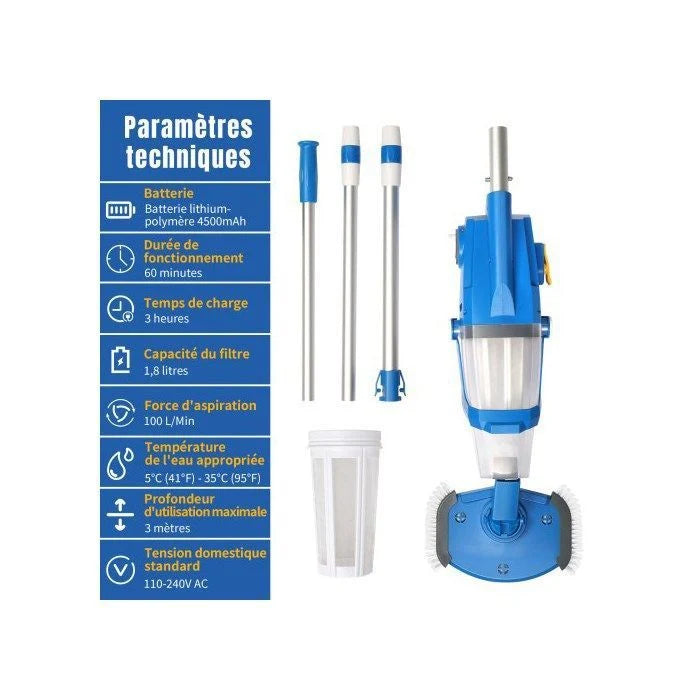 ALIGHTUP - Aspirateur de piscine électrique à main, Électrique  Nettoyeur de piscine, Nettoyeur à batterie, 230V, 33W - Bleu