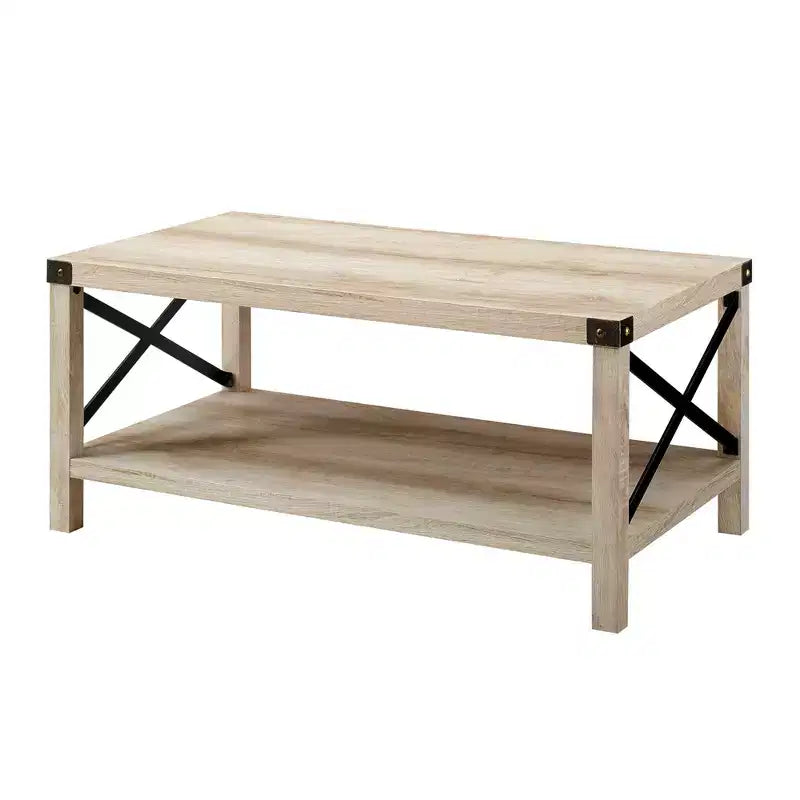 Table basse Sophie Rustic Industrial à piètement X - Saracina Home
