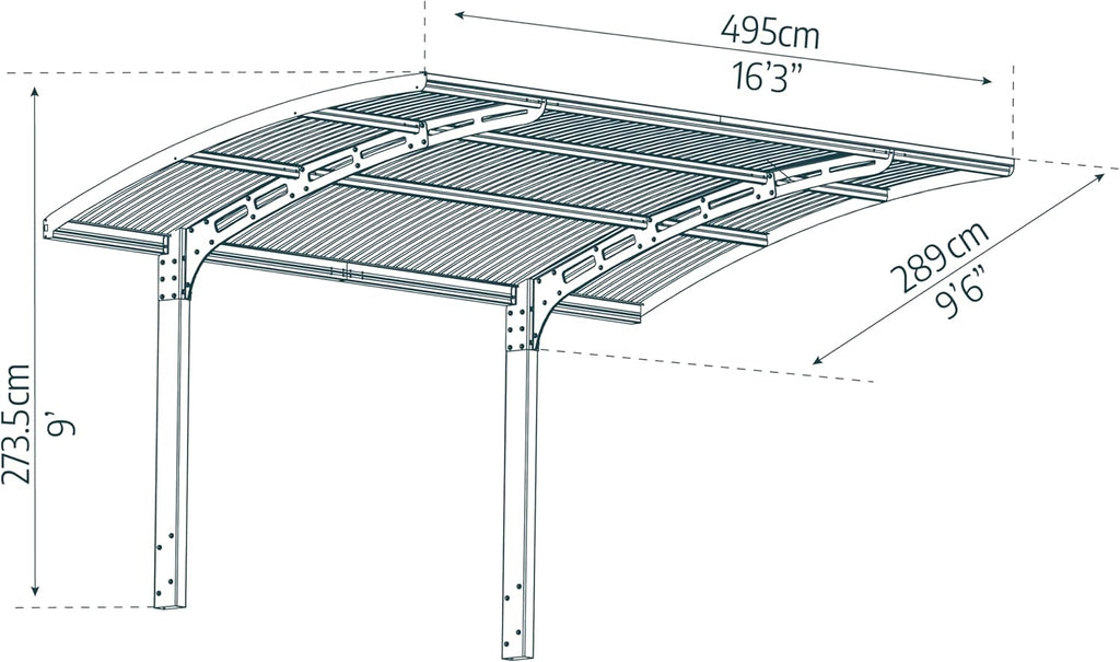 Canopia by Palram Carport Arizona 5000 en polycarbonate – Structure robuste en aluminium inoxydable protégeant la voiture du soleil