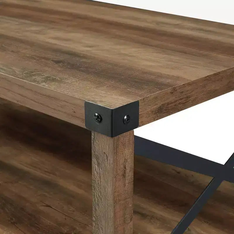 Table basse Sophie Rustic Industrial à piètement X - Saracina Home