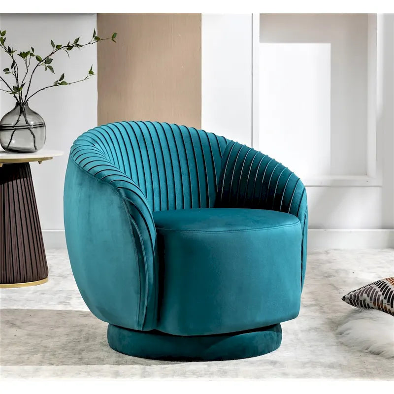 Petit fauteuil pivotant rond en velours Milvo