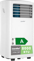COMFEE Climatiseur mobile 8000 BTU / 2000 frigories – Sans unité extérieure – Silencieux et basse consommation avec kit fenêtre | 3-en-1 : refroidit, ventile et déshumidifie