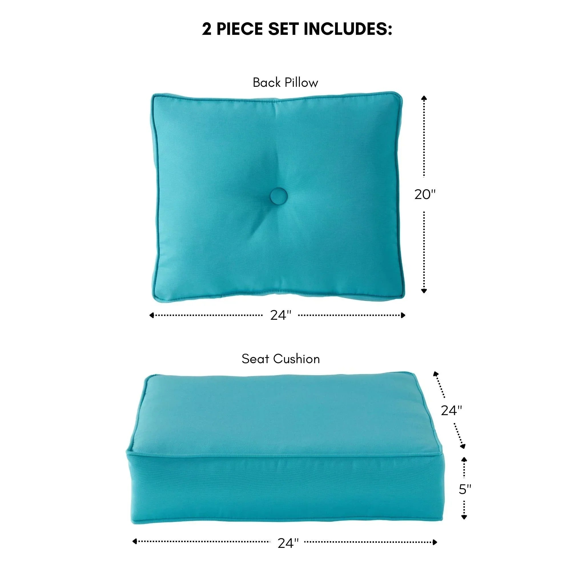 Ensemble de deux coussins d'extérieur haut de gamme Sunbrella pour assise profonde