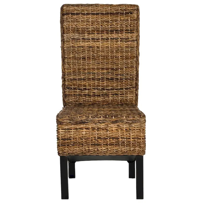 Lot de 2 chaises de salle à manger en osier naturel L 48 cm x P 56 cm x H 104 cm, style bohème côtier