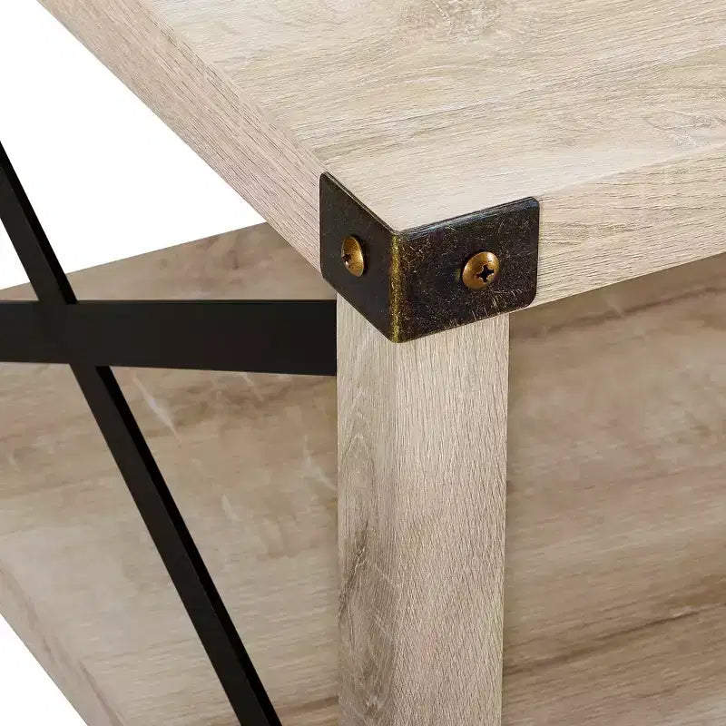 Table basse Sophie Rustic Industrial à piètement X - Saracina Home