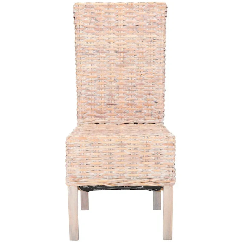 Lot de 2 chaises de salle à manger en osier naturel L 48 cm x P 56 cm x H 104 cm, style bohème côtier
