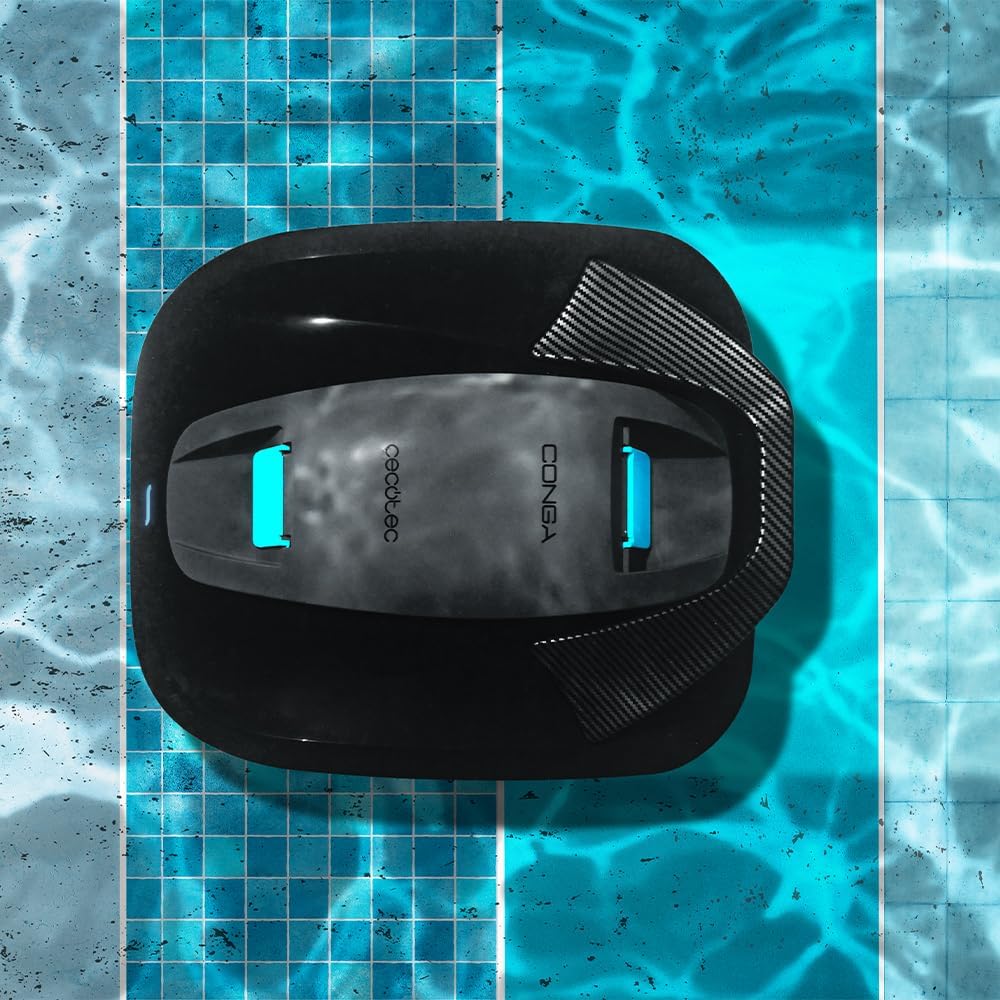 Cecotec Conga Pooldroid 2000 FloorMaster – Robot nettoyeur de piscine sans fil, autonomie 100 min, piscines jusqu’à 80 m², profondeur max. 2,5 m, filtre haute efficacité 2,5 L