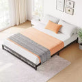 Lit plateforme en métal ondulé 1 pièce – 6 profil bas taille Queen, lattes en acier, aucun sommier tapissier requis, convient aux matelas standards