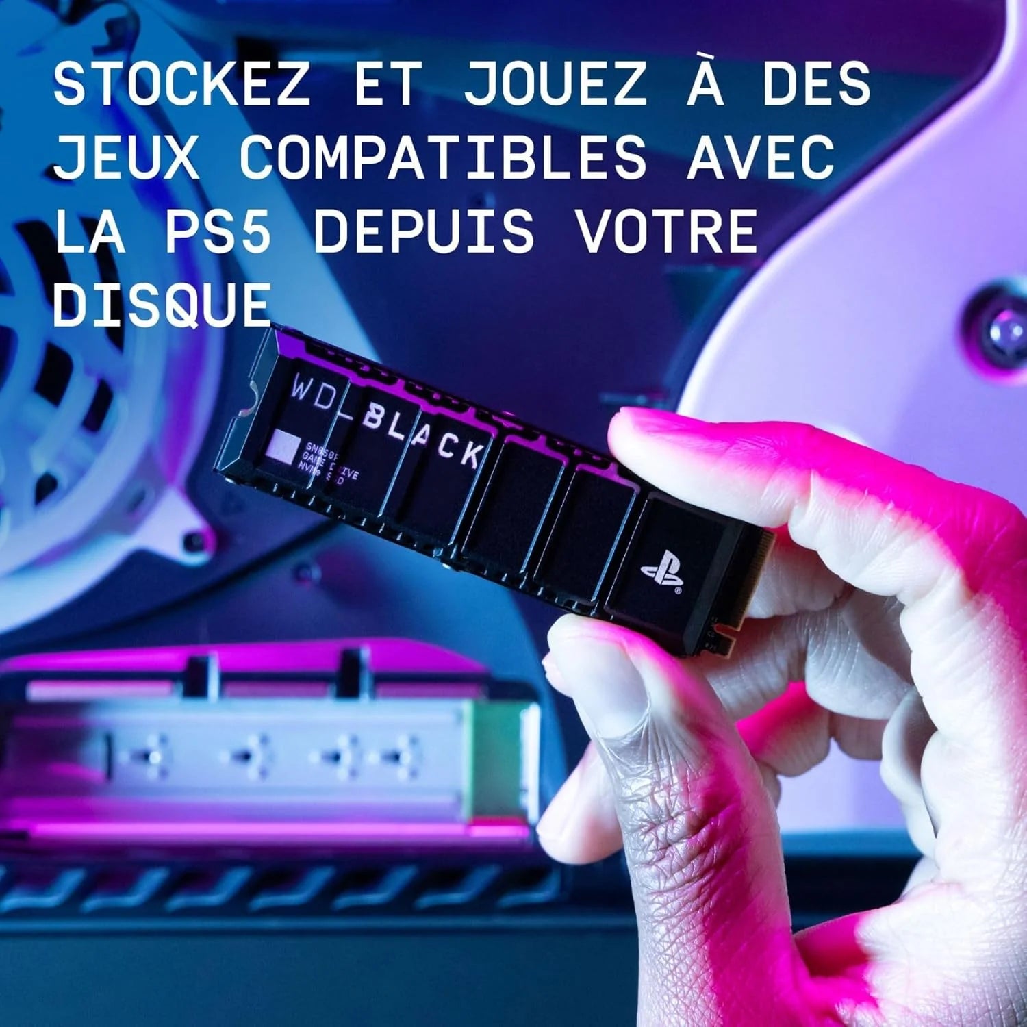 WD_BLACK SN850P 2 To PS5 SSD, Disque SSD interne, Lecture jusqu'à 7300 Mo/s, M.2 2280 PCIe NVMe, Carte d'extension PS5, Officielle pour et PS5 Consoles, avec dissipateur Thermique, Noir