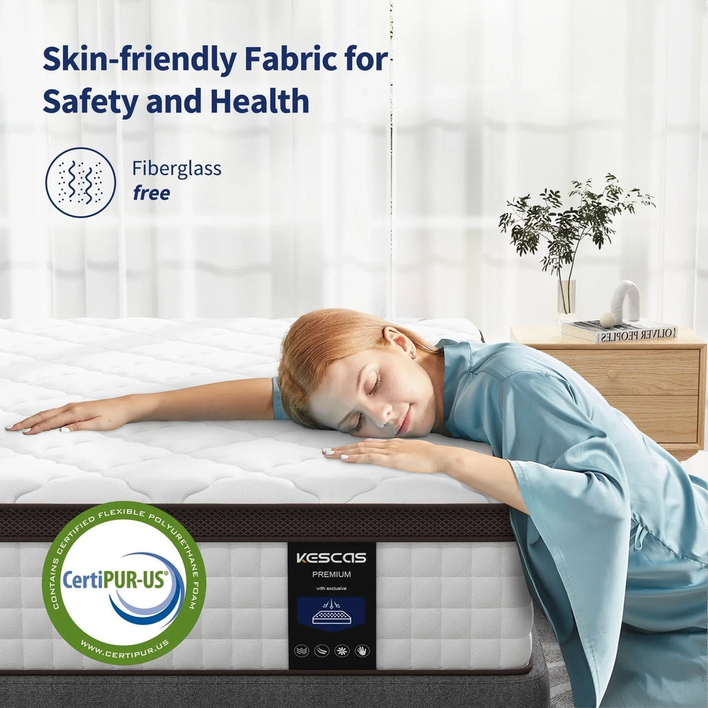 Matelas en mousse à mémoire de forme hybride 10 po – Soutien ferme moyen avec ressorts renforcés pour le soulagement de la pression, certifié CertiPUR-US