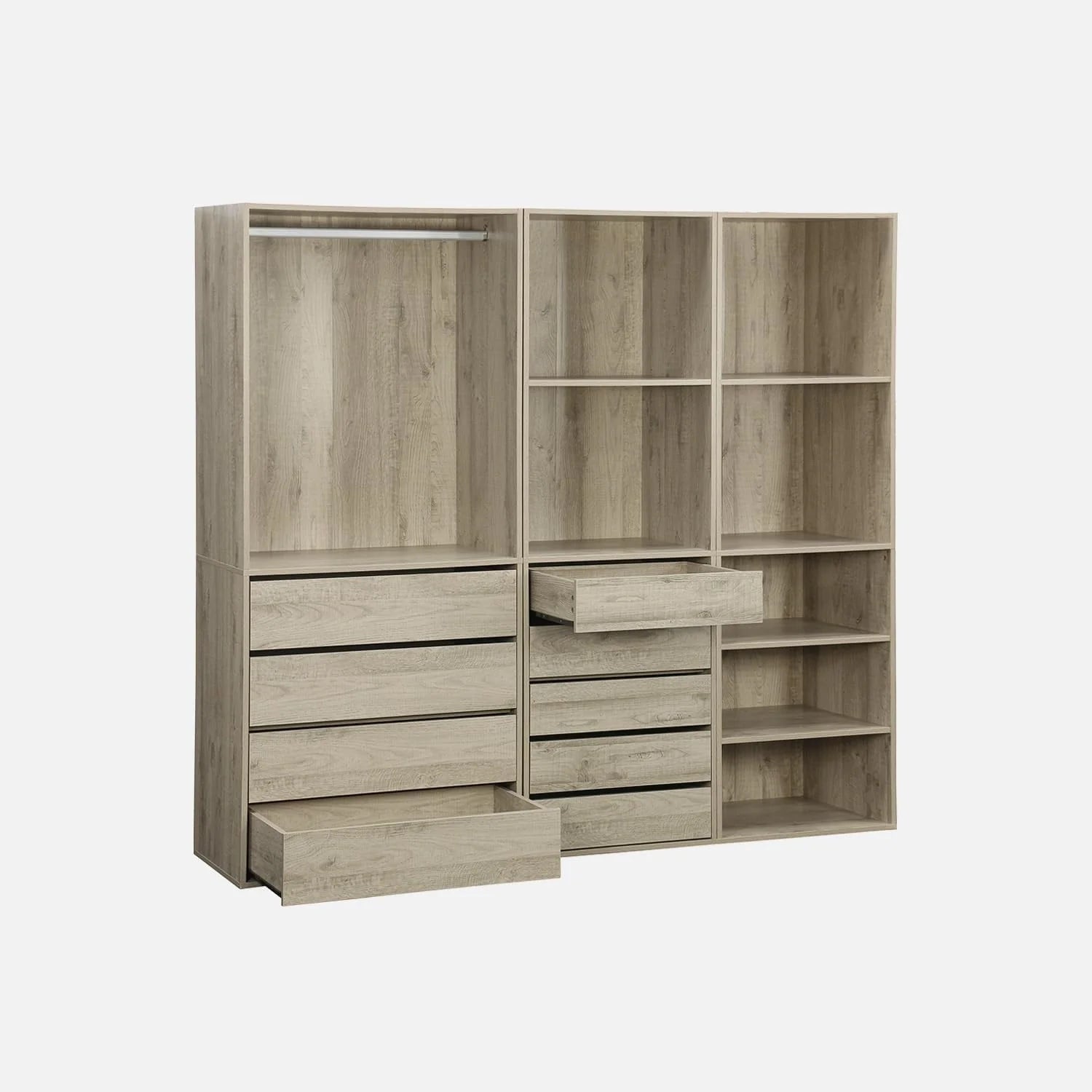sweeek - Kit Dressing modulable 3 éléments MODULO. Naturel. 200 x 45 x 180 cm
