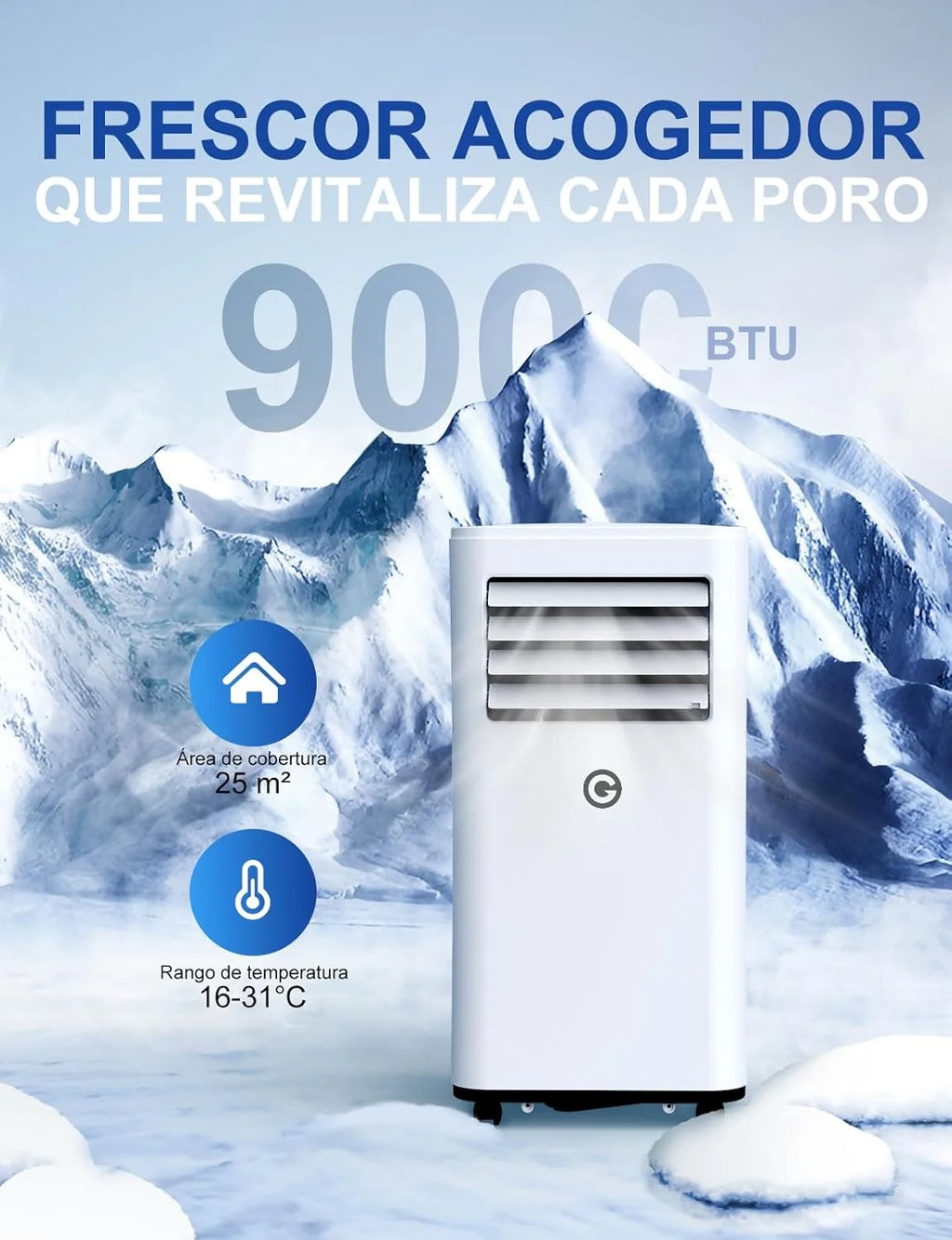 Climatiseur mobile 9000 BTU, 4-en-1