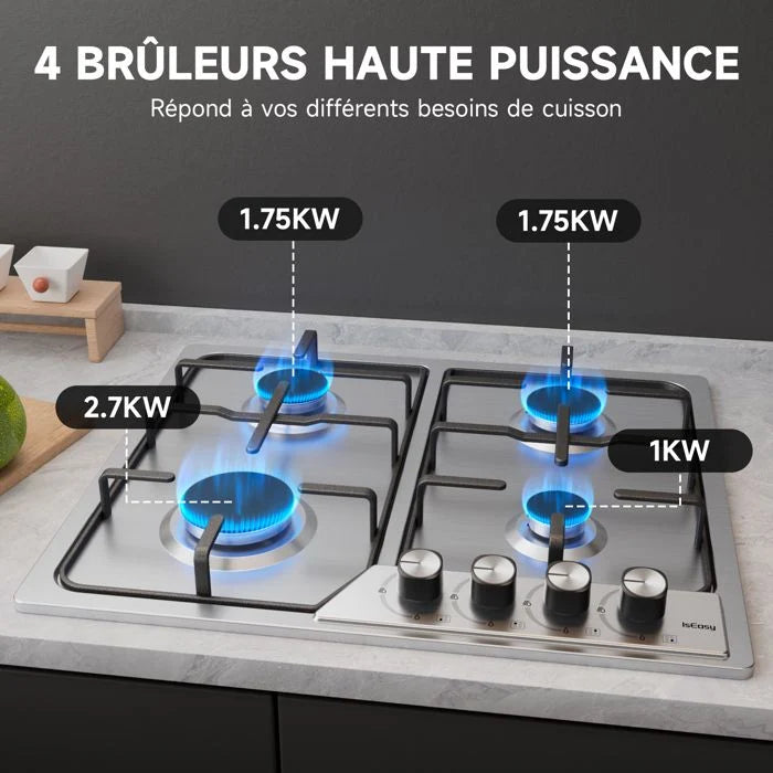 Plaque de cuisson gaz IsEasy MGBS-314A 4 feux Inox