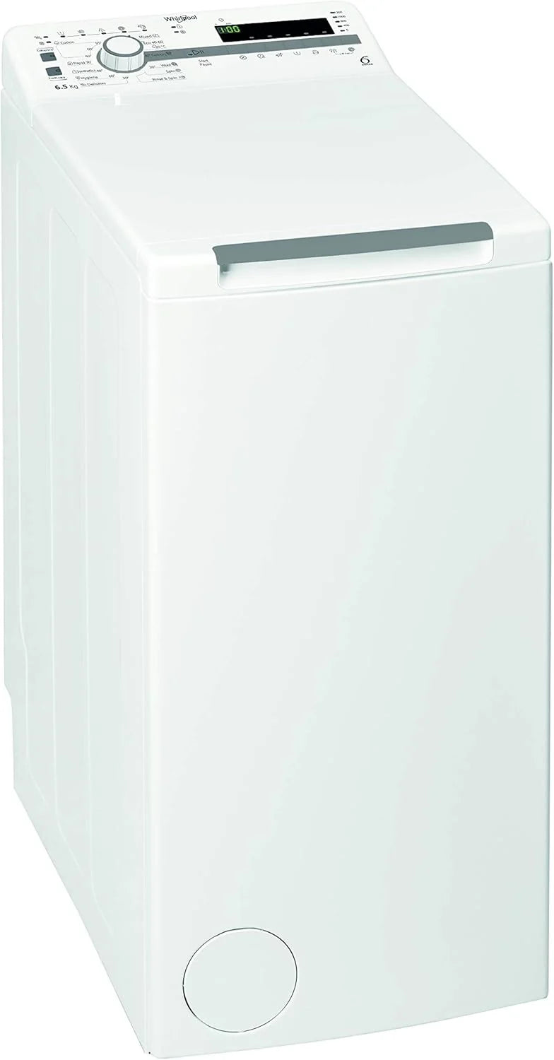 Whirlpool TDLR 65230SS EU/N – Lave-linge top 6,5 kg, 1 200 tr/min, technologie 6th Sense et FreshCare, blanc, classe énergétique NEL D