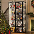 Vitrine avec porte en verre acrylique, vitrine curio à 5 niveaux pour objets de collection, double ouverture noire(Noir)