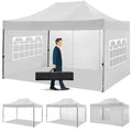 Tonnelle Pliante 3x4.5m - Tonnelle de Jardin étanche Stable avec 4 Parois latérales pour Réception,Blanc