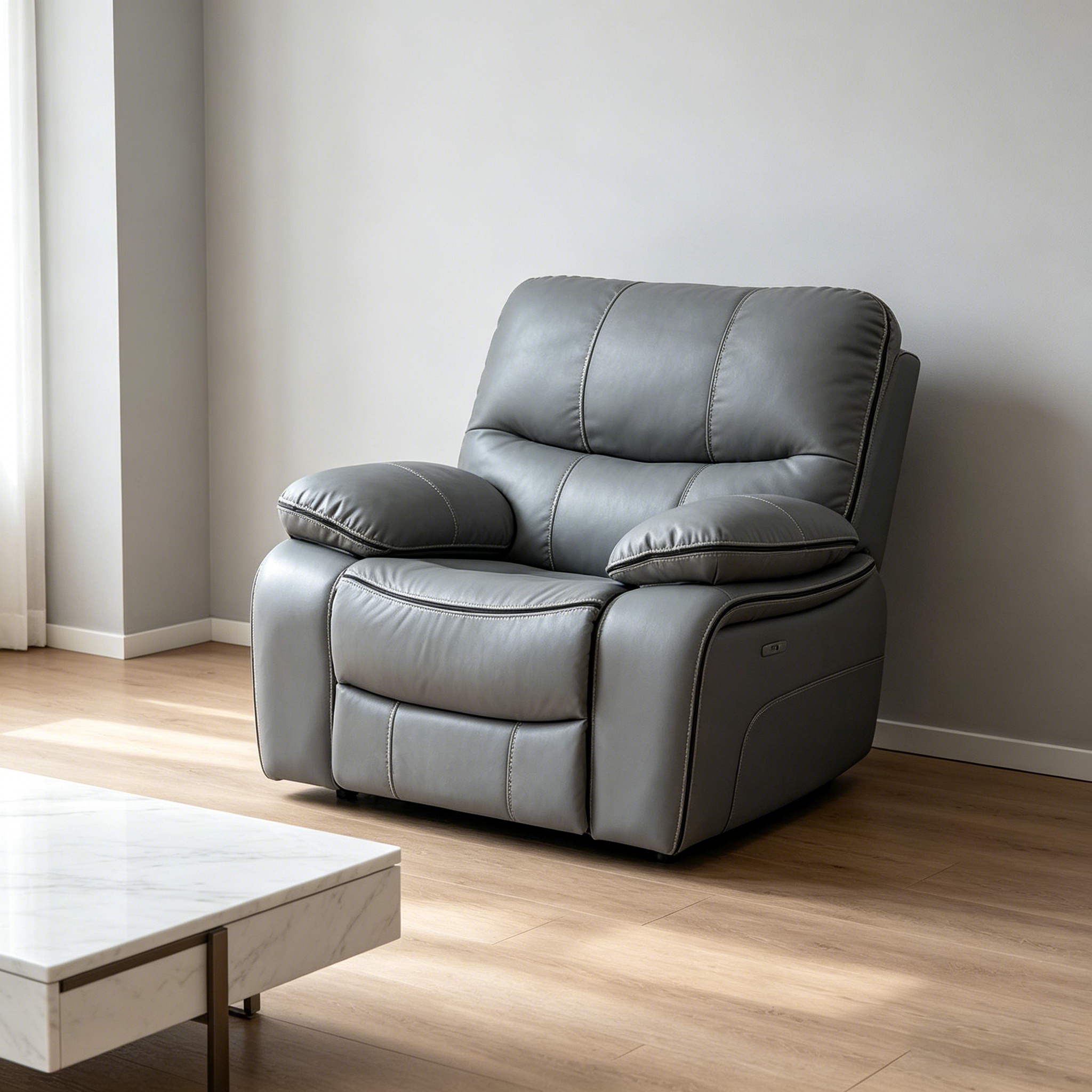 Grain Leather Recliner – Gray