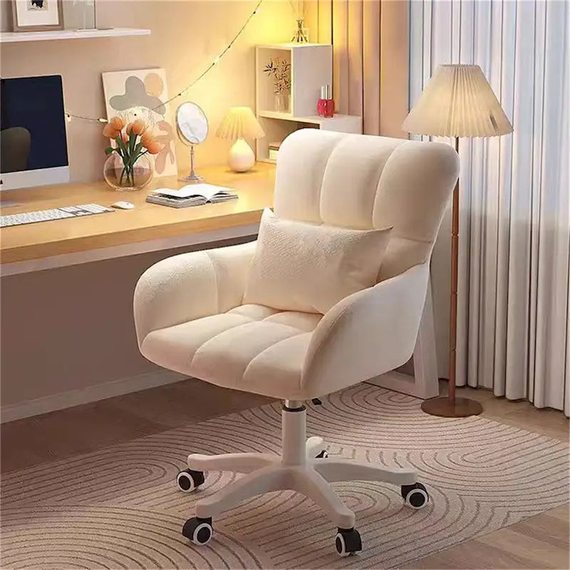 Chaise de bureau ergonomique rembourrée avec coussin, pivotante à 360°