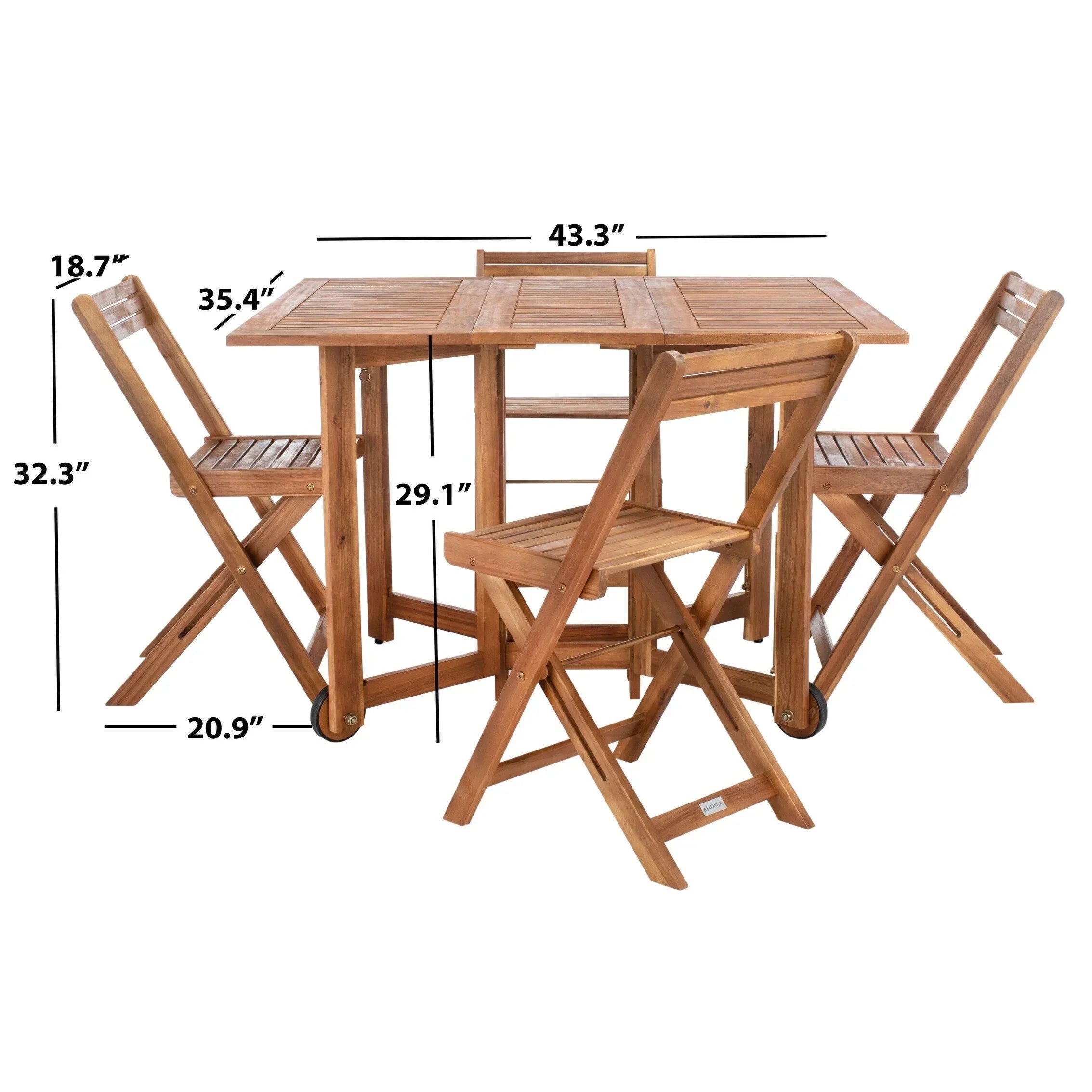 Ensemble de table à manger d'extérieur SAFAVIEH Outdoor Brandy 5 pièces - 43Lx35Px29H