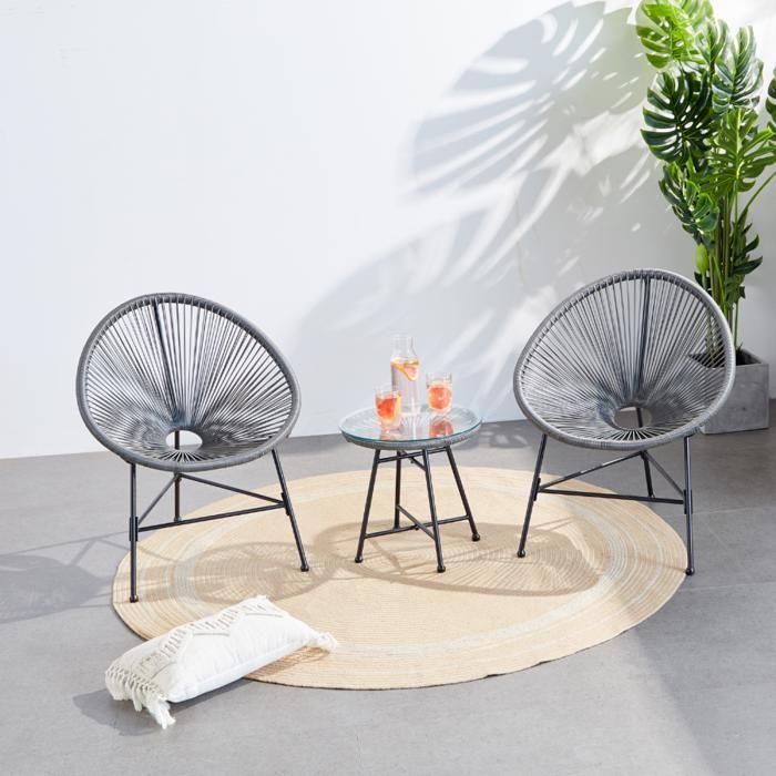 ACAPULCO - Ensemble de 2 fauteuils et table basse vert