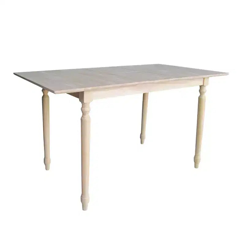 Table de salle à manger extensible hauteur comptoir avec rallonge papillon et pieds tournés non finie - International Concepts