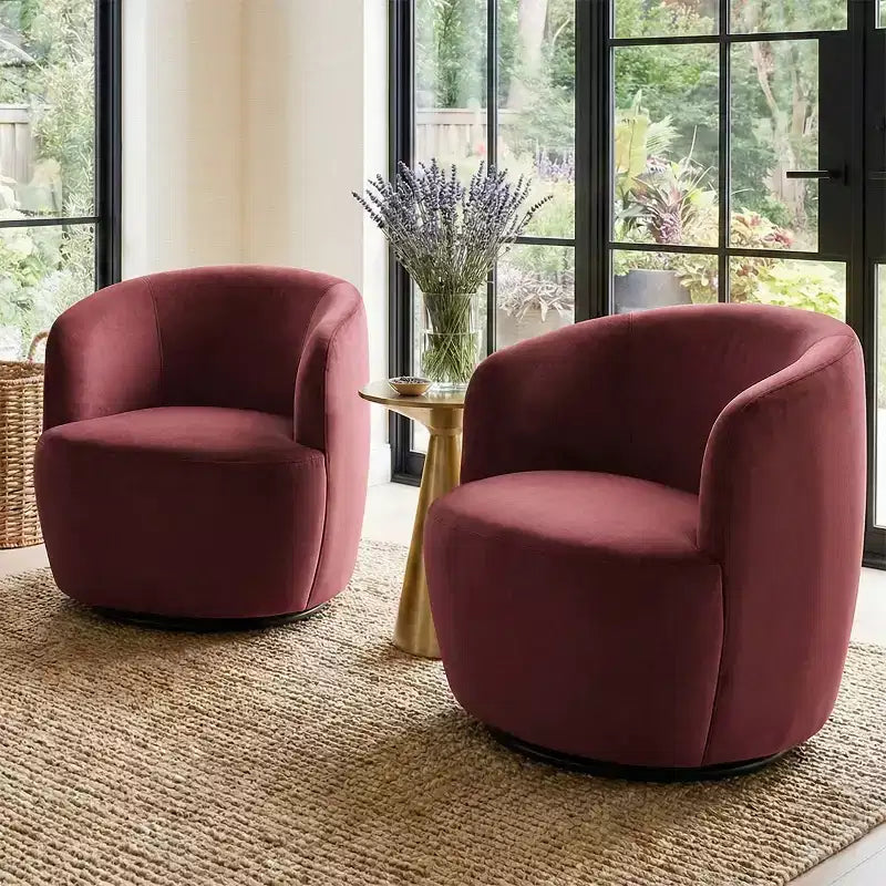 Fauteuil d'appoint pivotant moderne en velours, Fauteuil barillet rembourré avec rotation à 360°, Fauteuil de salon pour le séjour et le coin lecture - Panipeachy