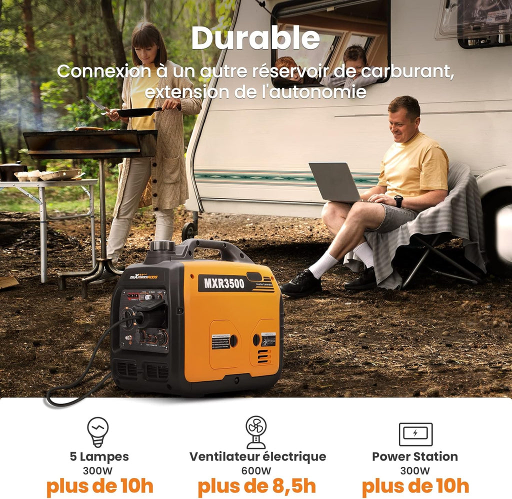 maXpeedingrods 3300W Groupe Electrogene Silencieux Inverter Essence avec Prises USB et 230V Générateur Electrique 4 Temps Generator Léger Secours pour les Caravanes, Garage, Jardin, Camping