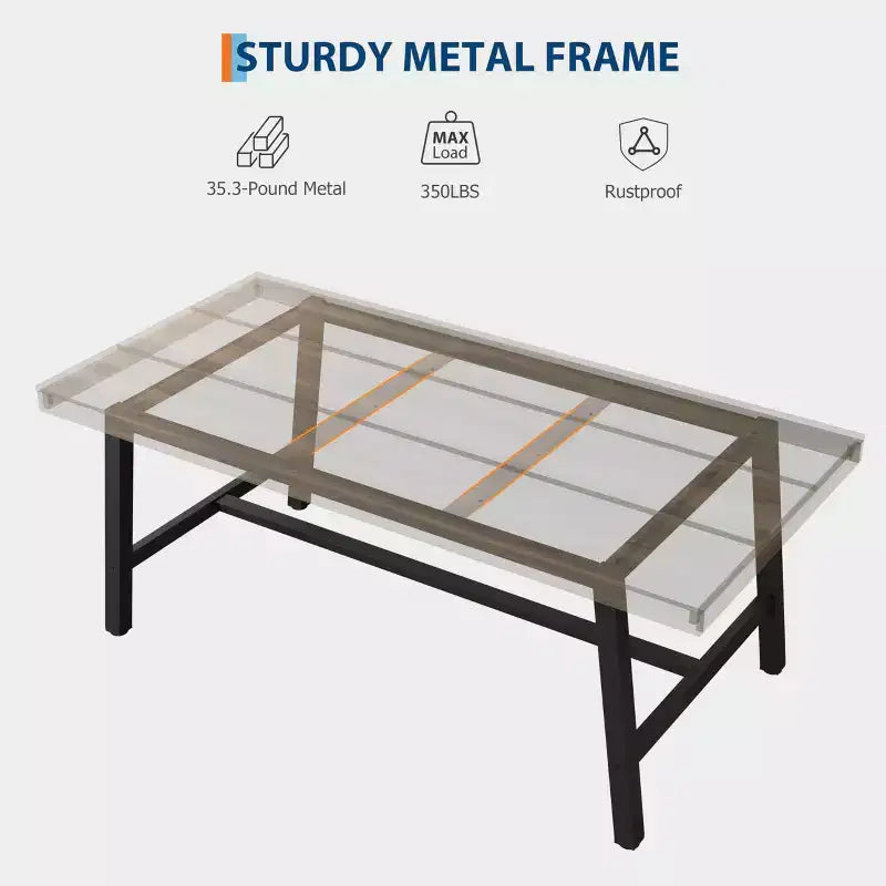 Table de salle à manger de 180 cm pour 6-8 personnes, grande table rectangulaire industrielle avec plateau en bois et pieds en métal pour cuisine et salle à manger, grise