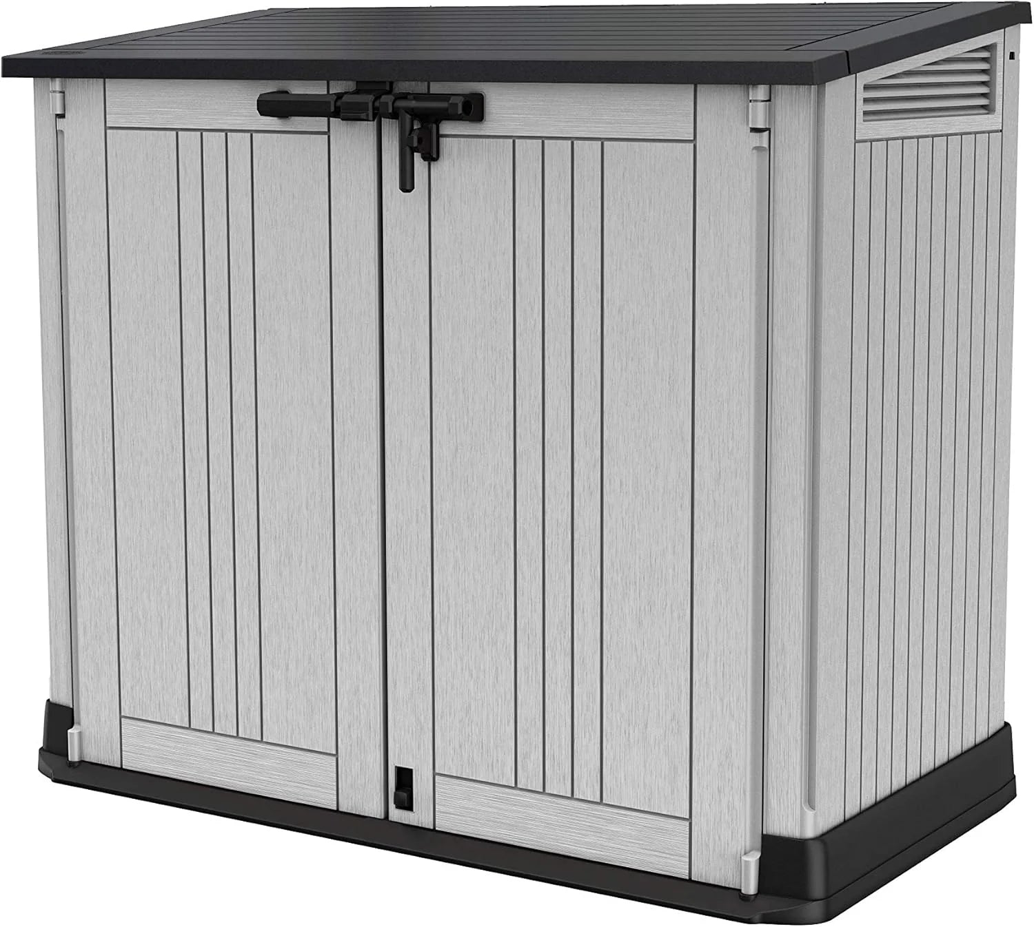 Keter 249317 Store it Out Nova Abri de jardin extérieur 132 x 71,5 x 113,5 cm, gris clair avec couvercle gris foncé