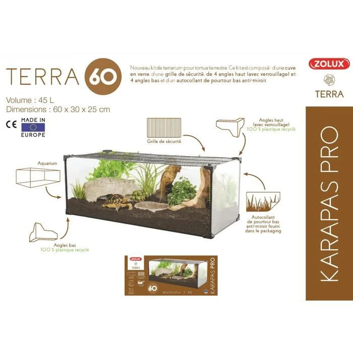 Terrarium tortue Karapas Terra 100 Pro noir - Zolux Noir
