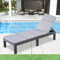 Bain de soleil -Chaise longue de jardin avec coussin gris, inclinable multi-positions,, pour piscine, terrasse et extérieur