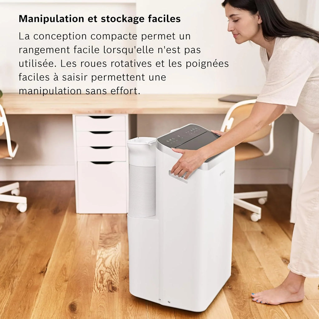 Bosch Cool 4000 Portable AC - 3 en 1 Climatiseur, Déshumidificateur, Ventilateur - 2,6 kW pour les pièces jusqu'à 35m² - Avec Mode Auto, Mode Silencieux et Mode Veille (48 db (A)) [Classe A+]
