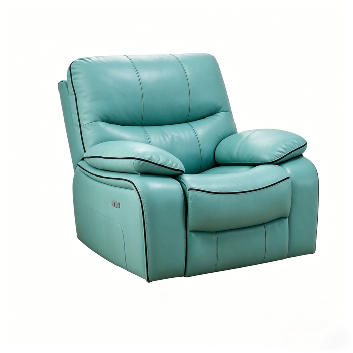 Grain Leather Recliner – Blue