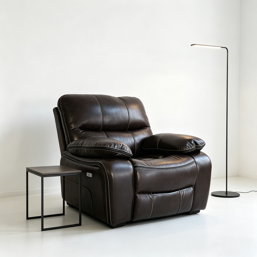 Grain Leather Recliner – Black