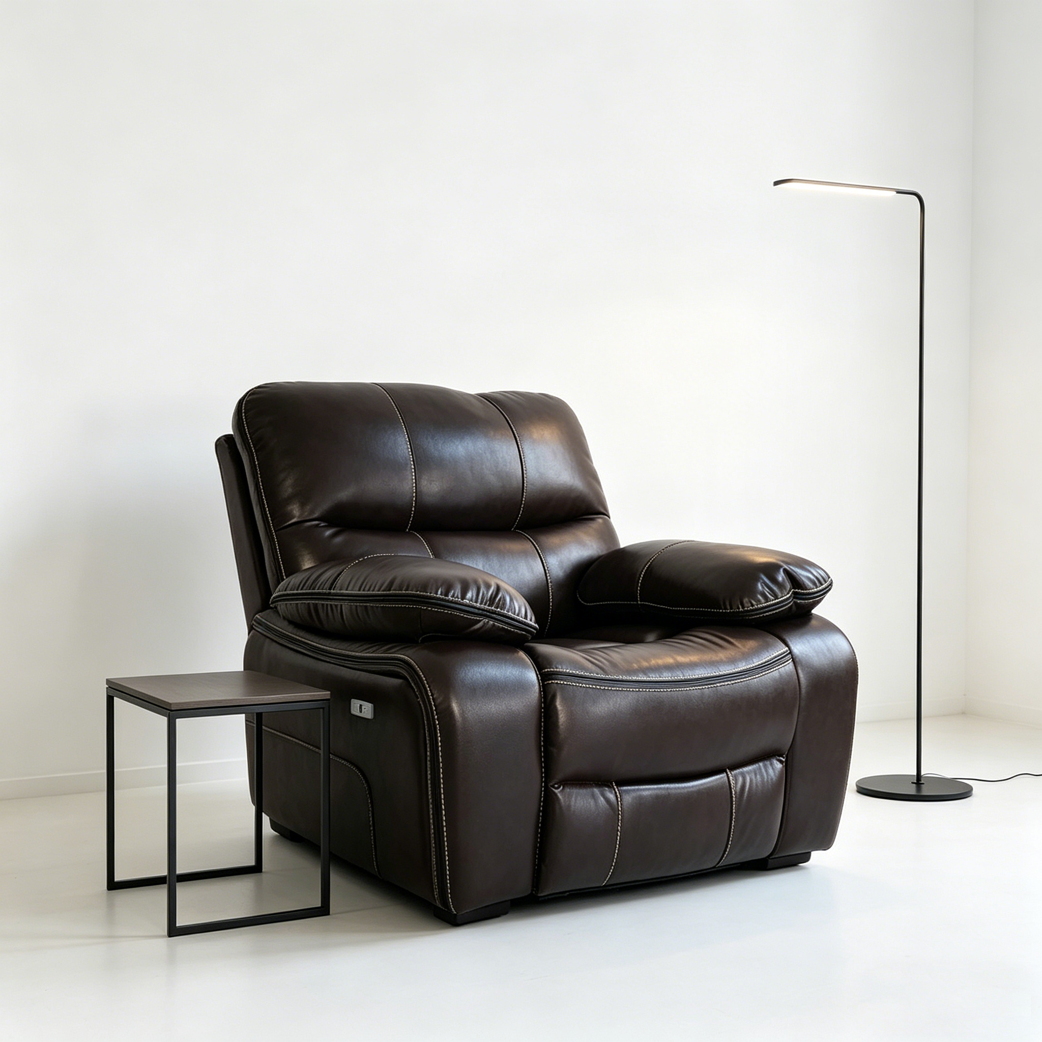 Grain Leather Recliner – Black