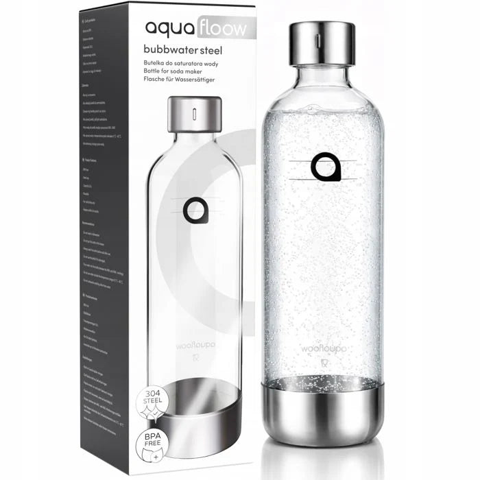 Aquafloow Machine à soda eau pétillante – acier – 3 bouteilles de 0,8 l – cylindre CO₂ inclus - Réglage d'intensité des bulles