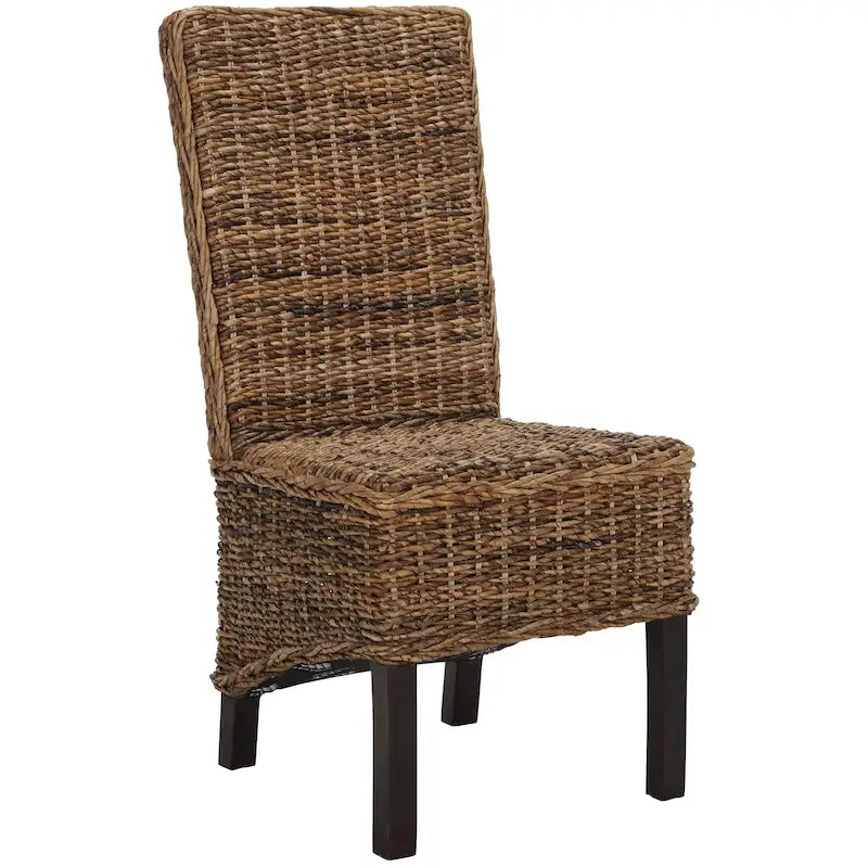 Lot de 2 chaises de salle à manger en osier naturel L 48 cm x P 56 cm x H 104 cm, style bohème côtier