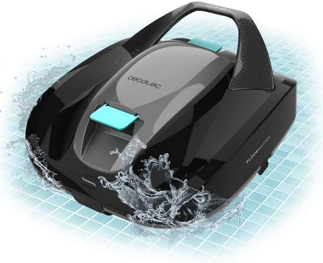 Cecotec Conga Pooldroid 2000 FloorMaster – Robot nettoyeur de piscine sans fil, autonomie 100 min, piscines jusqu’à 80 m², profondeur max. 2,5 m, filtre haute efficacité 2,5 L