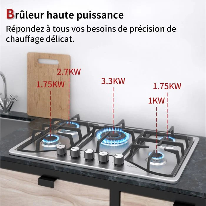 Plaque de cuisson gaz IsEasy MGBS-314A 4 feux Inox