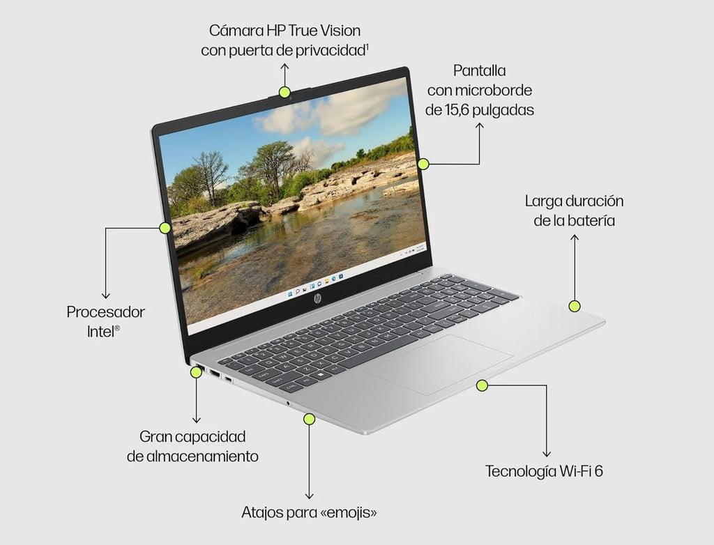 HP 15-fd0163ns – Ordinateur portable 15,6" Full HD (Intel Core i5-1334U, 16 Go RAM, SSD 512 Go, Intel Iris Xe Graphics, Windows 11), argent – Clavier QWERTY espagnol