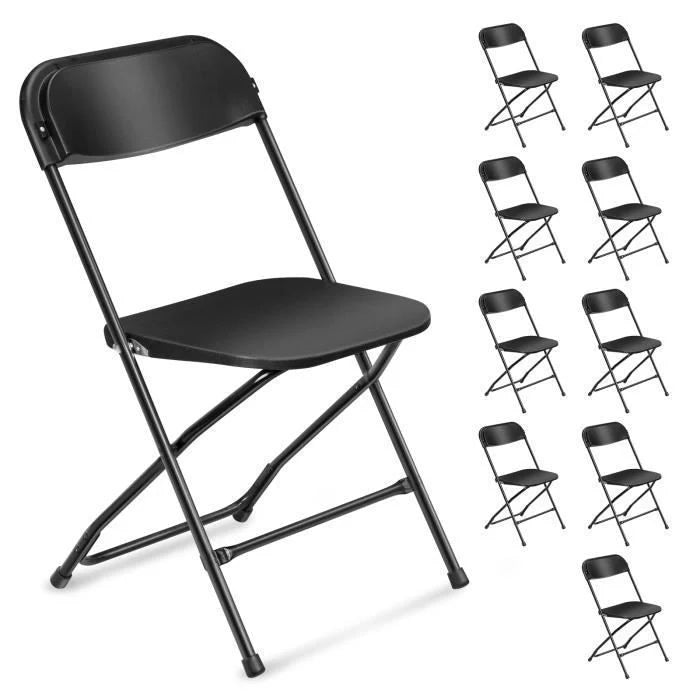 Lot de 10 chaises pliantes blanches en plastique, chaises pliantes portables pour jardin extérieur